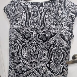 TALBOTS Black and White Patterned Top